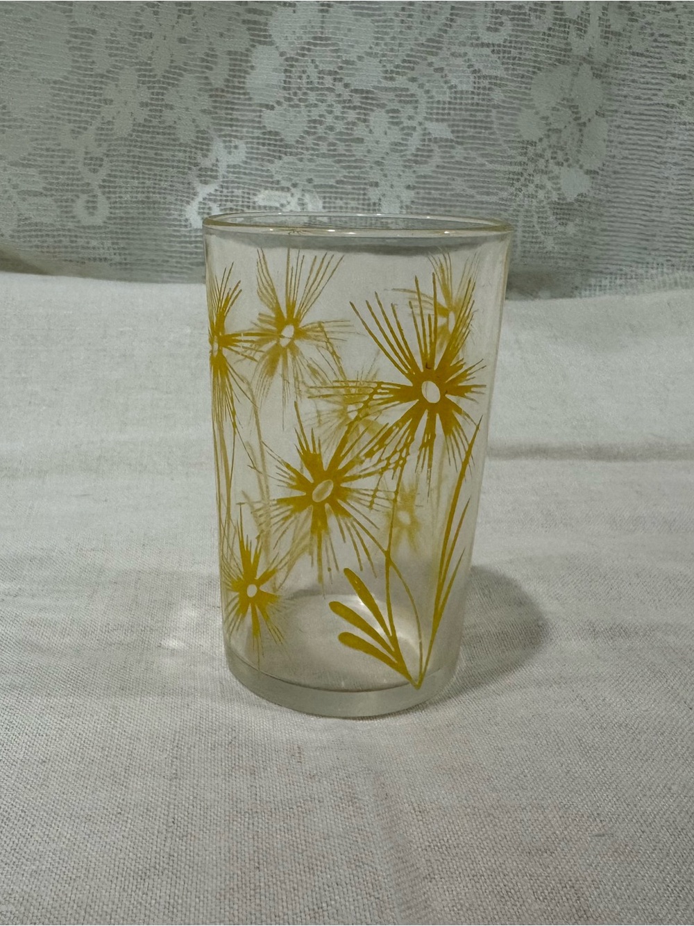 Vintage Gold Atomic Starburst Tumbler Mid Century Modern Drinking Glass
